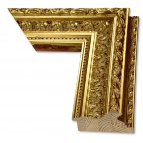 Rama do obrazów, zdjęć, luster na wymiar LUCA #2576. Bogato zdobiona drewniana oprawa - ornamenty, kolor jasne złoto