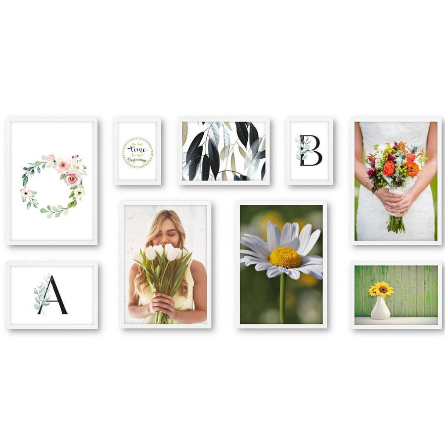 Galeria ścienna PINIA 1 GF0004. Zestaw białych ramek na ścianę