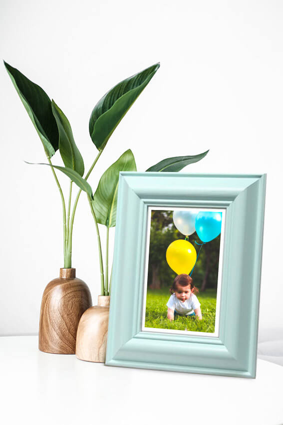 Ramka drewniana FAVARO 2143, nowoczesna fotoramka na zdjęcia, plakaty lub obrazy - kolor miętowy