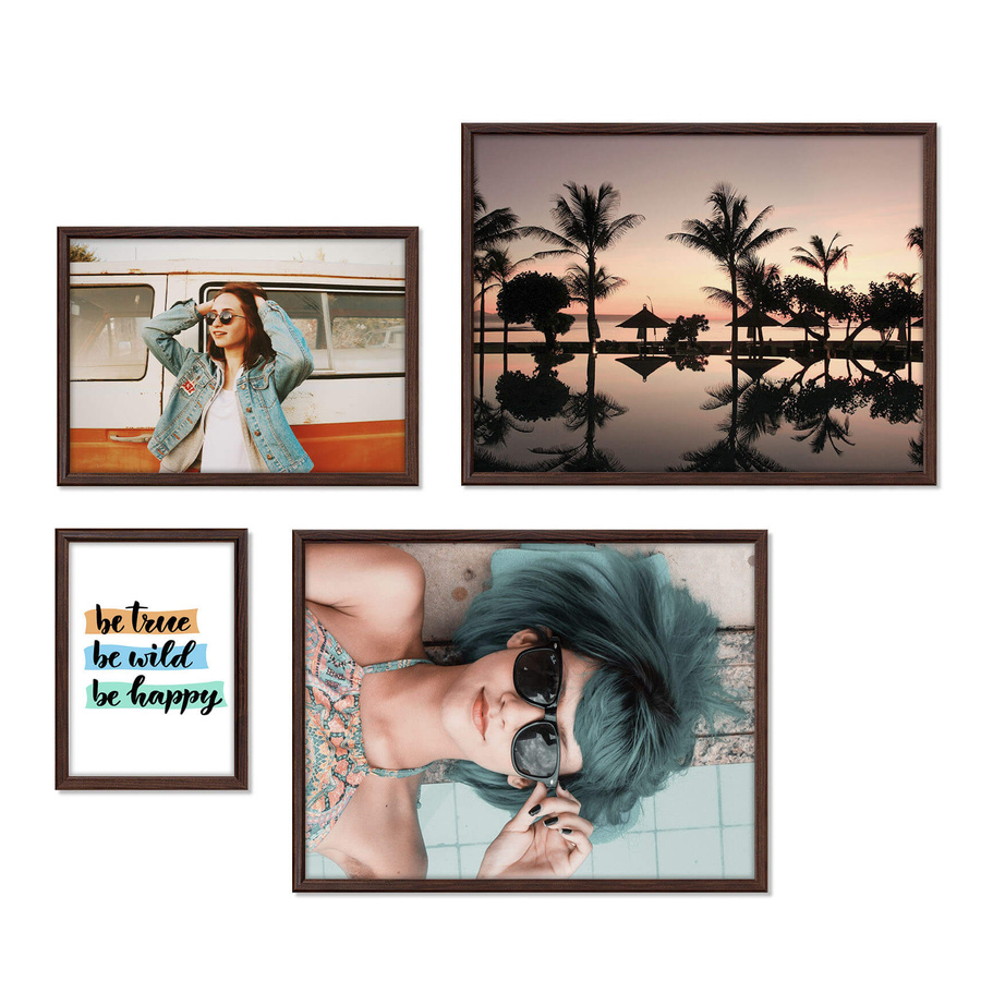 Zestaw brązowych ramek galeria 44 GF0008 1x15x21 1x 21x30 2x 30x40 cm