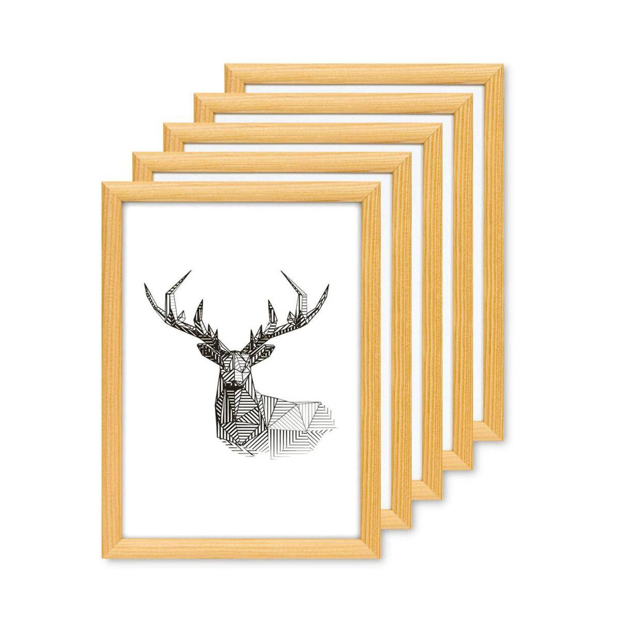 Zestaw ramek drewnianych DIPLO 2866 5 szt. - kolor naturalne drewno