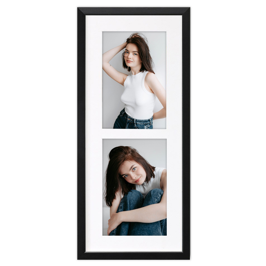 Ramka drewniana galeria passe-partout Black 15x36 - kolor czarny