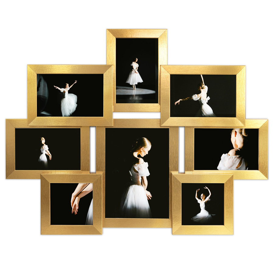 Multirama w  złotym kolorze MULTI  HEN Z na 8 zdjęć ramka na zdjęcia