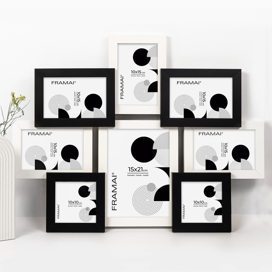Multirama w czarno-białym kolorze MULTI HEN 1-2 na 8 zdjęć ramka na zdjęcia