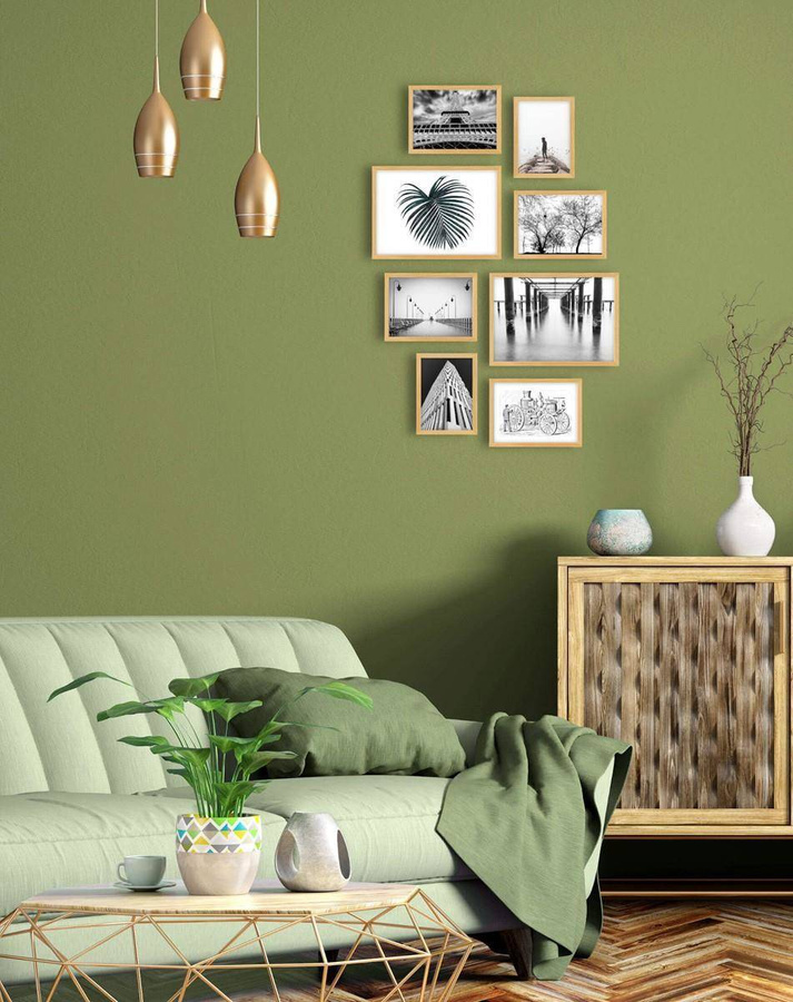 Galeria ścienna PINIA 0 GF0007. Zestaw naturalnych ramek na ścianę