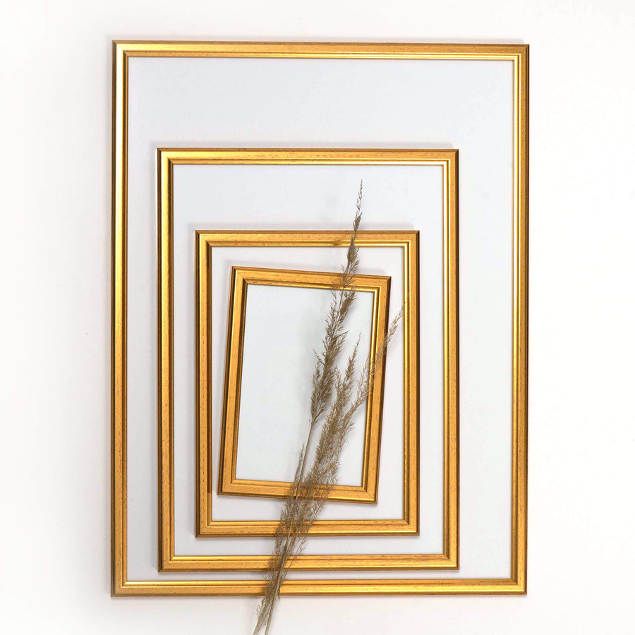 Ramka drewniana PRESTO 1858, szlachetna fotoramka na zdjęcia, plakaty lub rysunki - kolor złoty