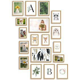 Galeria ścienna PINIA 00 GF0006. Zestaw dębowych ramek na ścianę