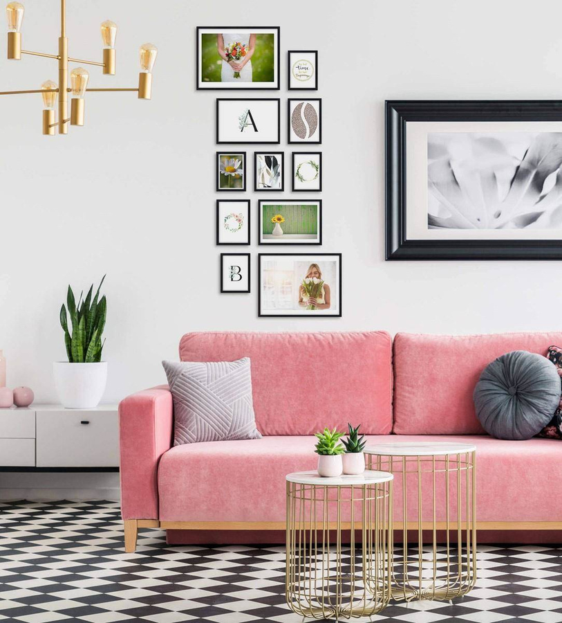 Galeria ścienna PINIA 2 GF0005. Zestaw czarnych ramek na ścianę