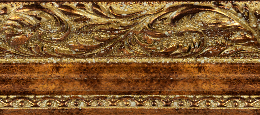 Rama do obrazów, zdjęć, plakatów oraz luster na wymiar LUCA #3033. Klasyczna oprawa - kolor złoty, ornament