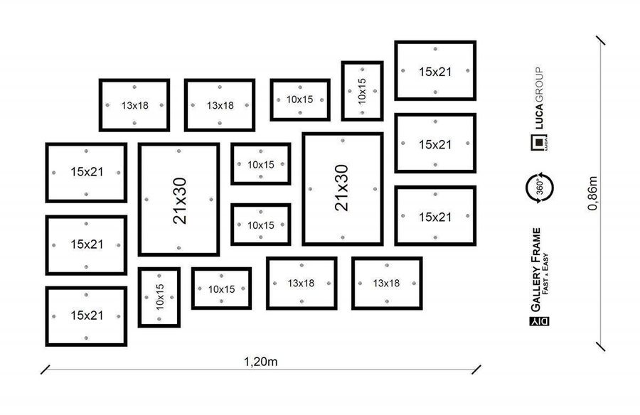 Galeria ścienna PRESTO 5 GF0006. Zestaw brązowych ramek na ścianę