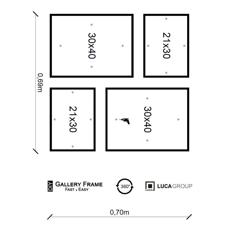 Galeria ścienna PRESTO 0 GF0003. Zestaw naturalnych ramek na ścianę