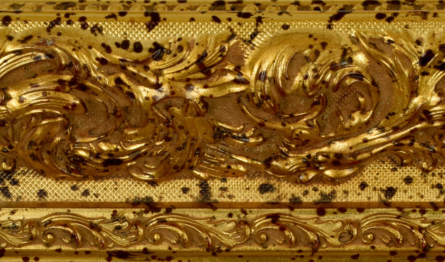 Rama do obrazów, zdjęć, luster na wymiar LUCA #2567. Bogato zdobiona drewniana oprawa - ornamenty, kolor złoty patyna