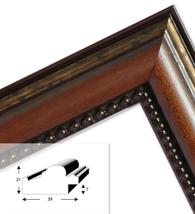 Ramka drewniana PATERNO 2121, klasyczna fotoramka na zdjęcia, plakaty lub obrazy - kolor brązowy, zdobienia