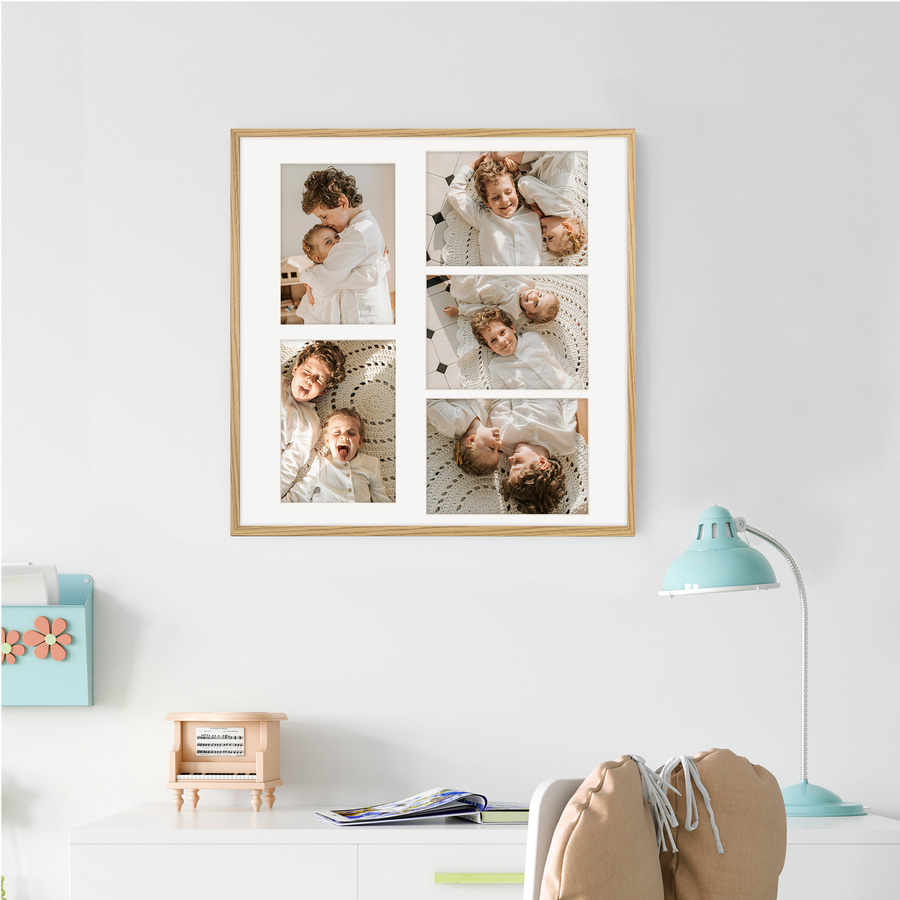 Foto galeria 50x50 cm na 5 zdjęć o wymiarze 15x21 cm kolor dębowy