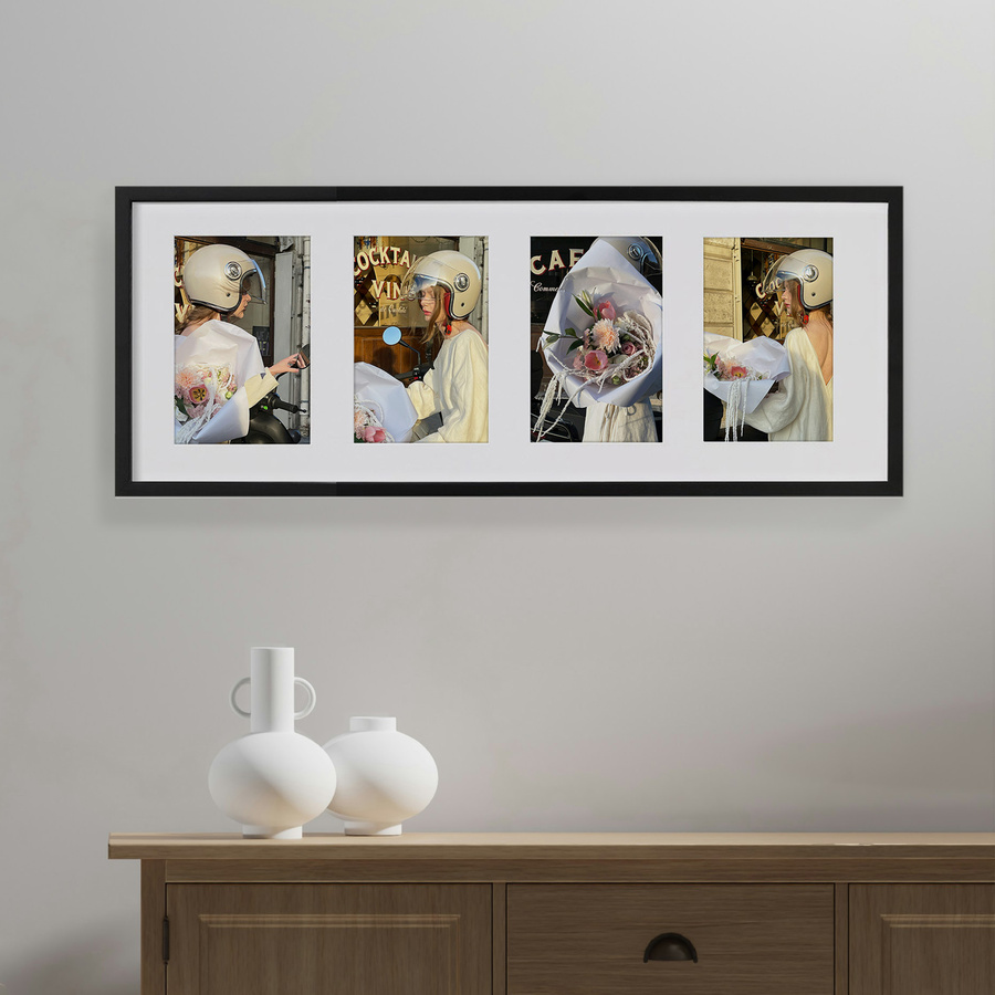 Ramka drewniana galeria passe-partout Black 20x55 - kolor czarny