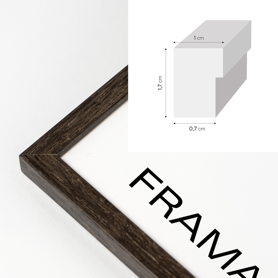 Ramka drewniana FIT, nowoczesna, wysoka fotoramka na zdjęcia, plakaty lub rysunki - kolor brąz
