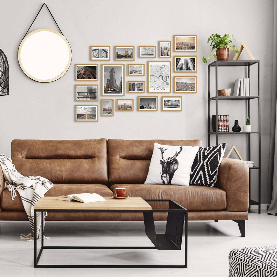 Galeria ścienna PINIA 00 GF0006. Zestaw dębowych ramek na ścianę