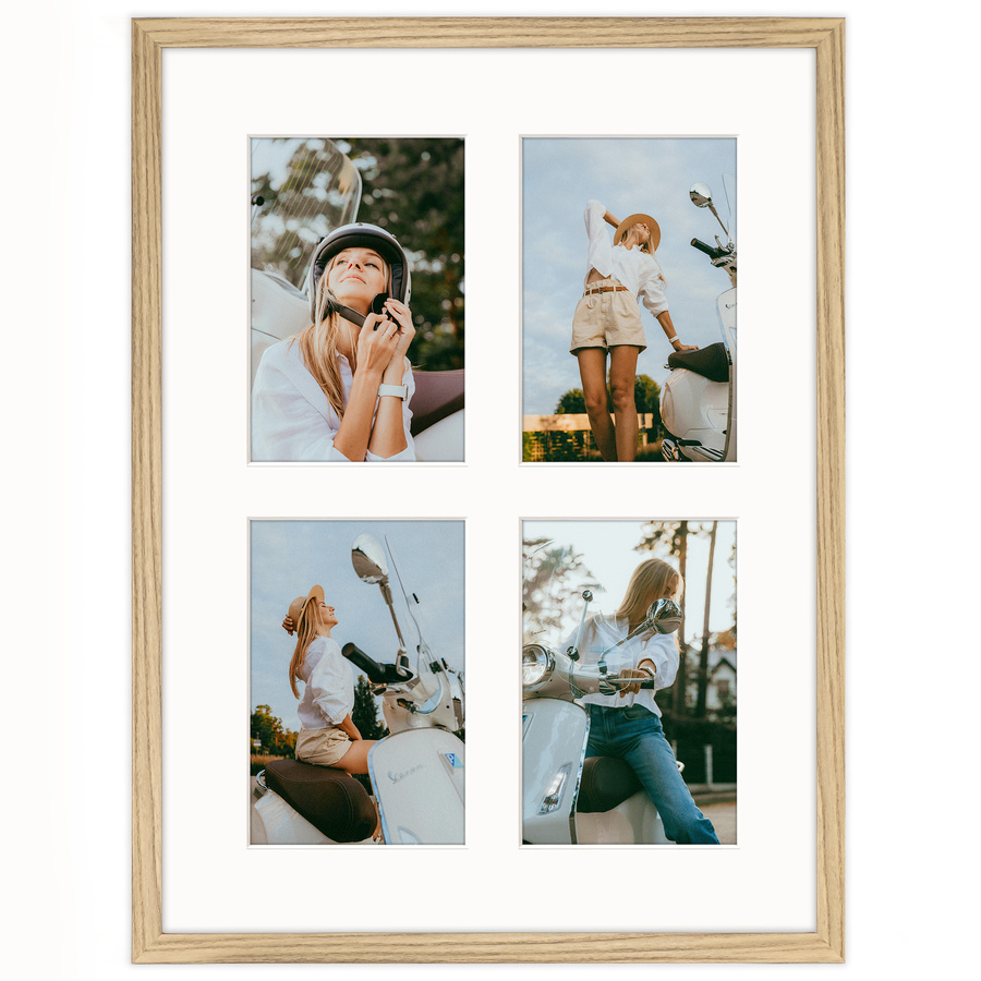 Foto galeria 30x40 cm na 4 zdjęcia o wymiarach 10x15 cm w dębowym kolorze