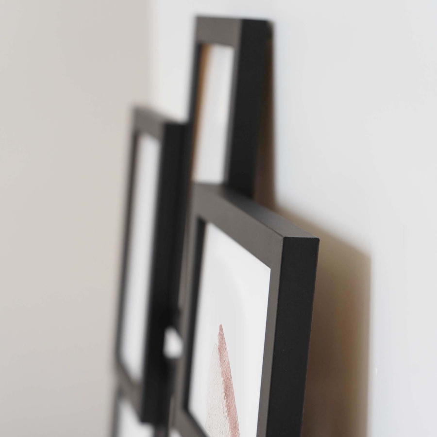 Multirama drewniana Black 91, zestaw ramek 8 X 10x15 cm, 1 X 13x18 cm - czarna