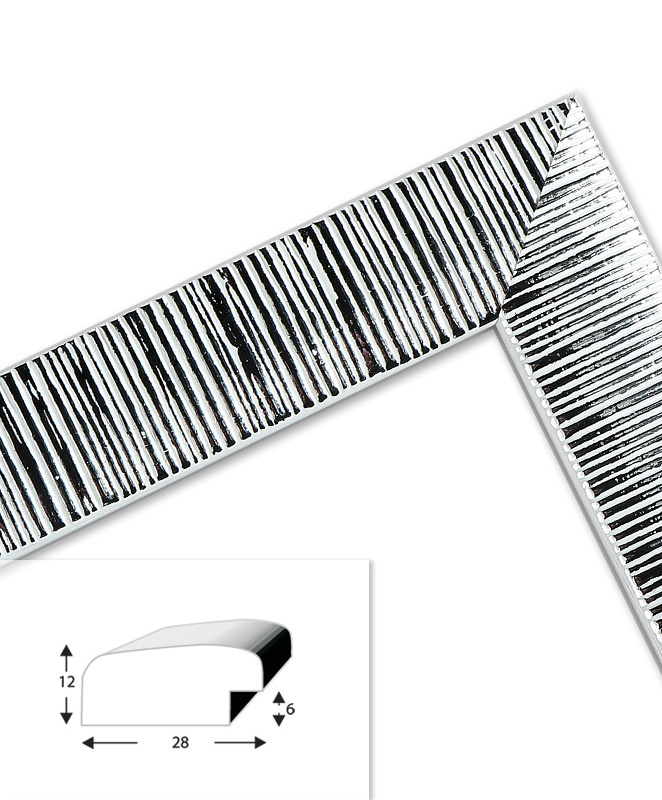 Ramka drewniana ALTINO 2777, nowoczesna fotoramka na zdjęcia, plakaty lub obrazy - kolor srebrno-biały, prążki