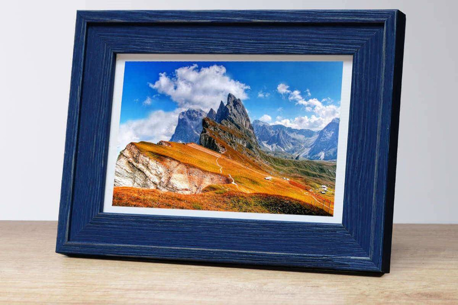 Ramka drewniana RIVOLI 2963, nowoczesna fotoramka na zdjęcia, plakaty lub rysunki - kolor niebieski przetarcia