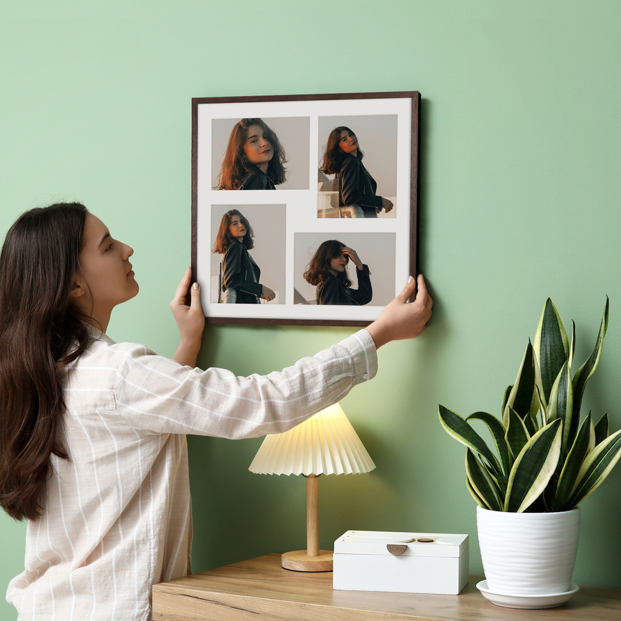 Foto galeria 40x40 cm na 4 zdjęcia o wymiarach 13x18 cm w brązowym kolorze