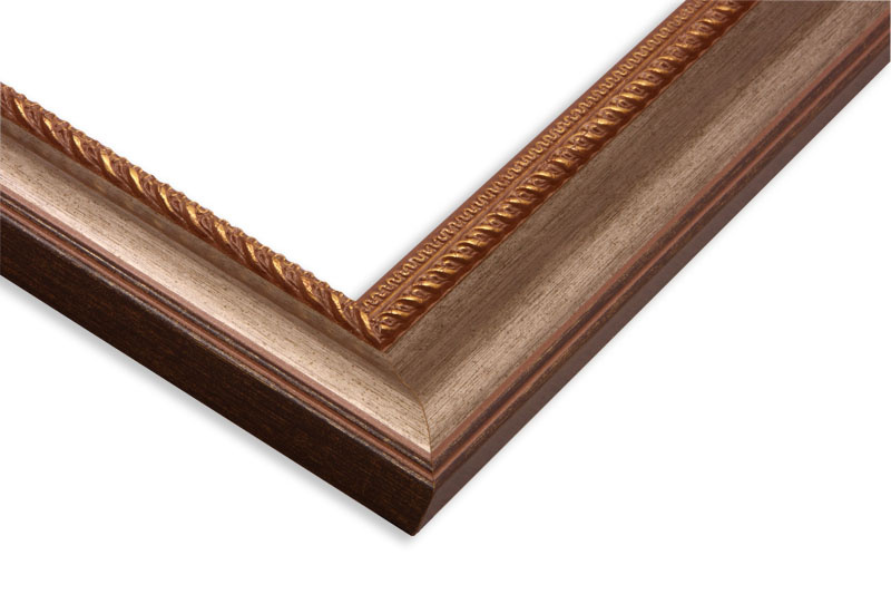 Rama do obrazów, zdjęć, plakatów oraz luster na wymiar LUCA #765. Klasyczna ozdobna, drewniana oprawa - kolor srebrno złoty