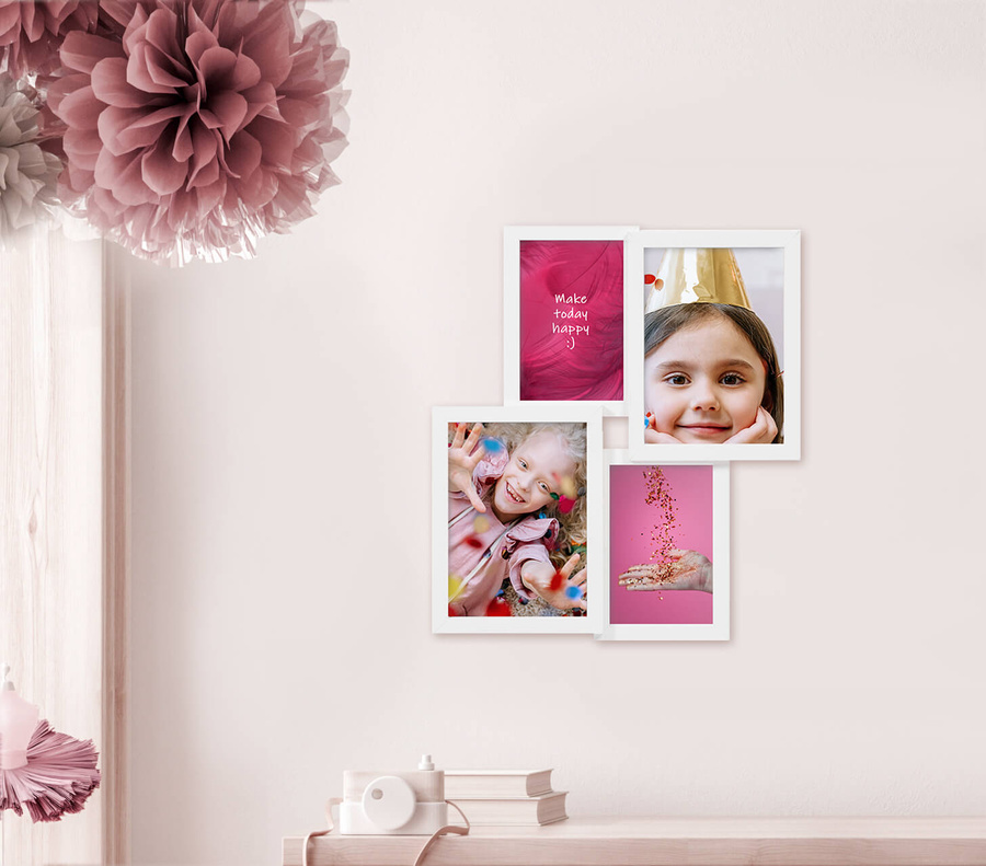 Multirama drewniana White 42, zestaw ramek 2 X 10x15 cm, 2 X 13x18 cm - biała