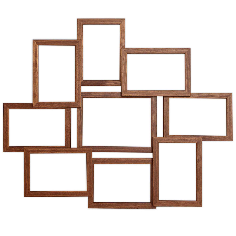 Multirama drewniana Brown 91, zestaw ramek 8 X 10x15 cm, 1 X 13x18 cm - brązowa