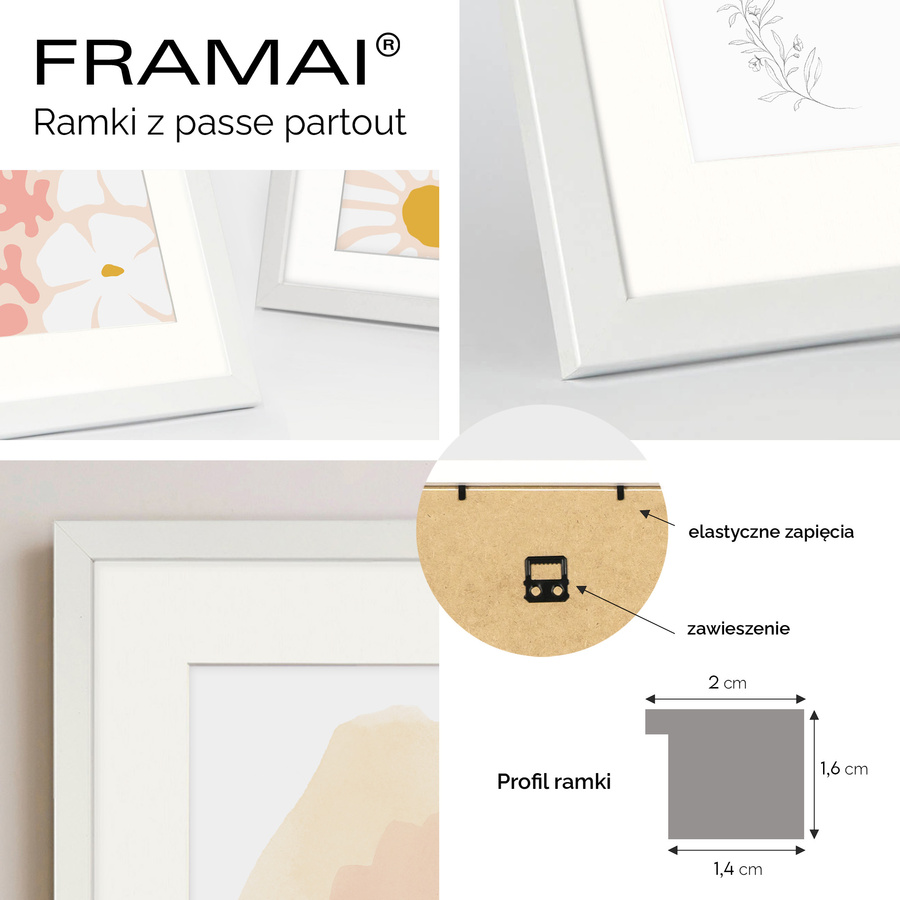 Czarna ramka z passe partout na zdjęcia w rozmiarze 30x40 cm z okienkiem passe partout 21x30 cm