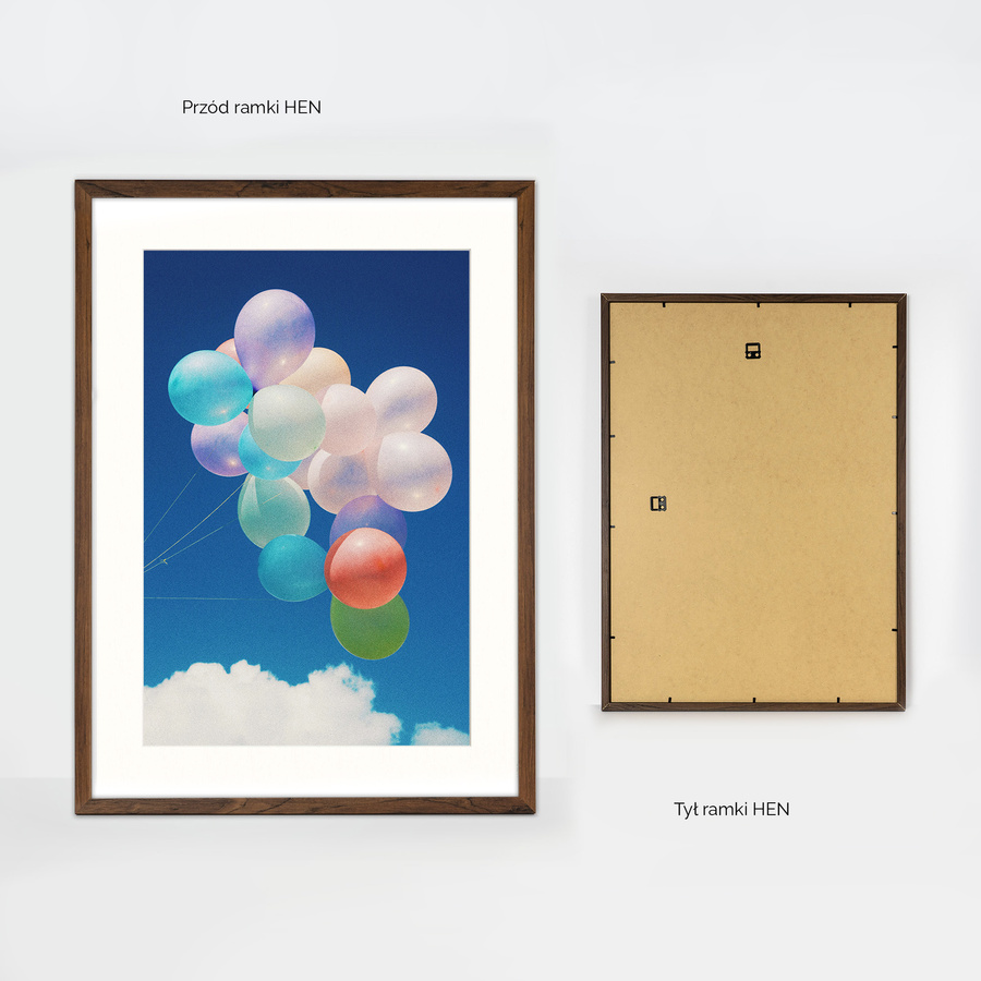 Brązowa ramka z passe partout na zdjęcia w rozmiarze 50x70 cm z okienkiem passe partout 40x60 cm