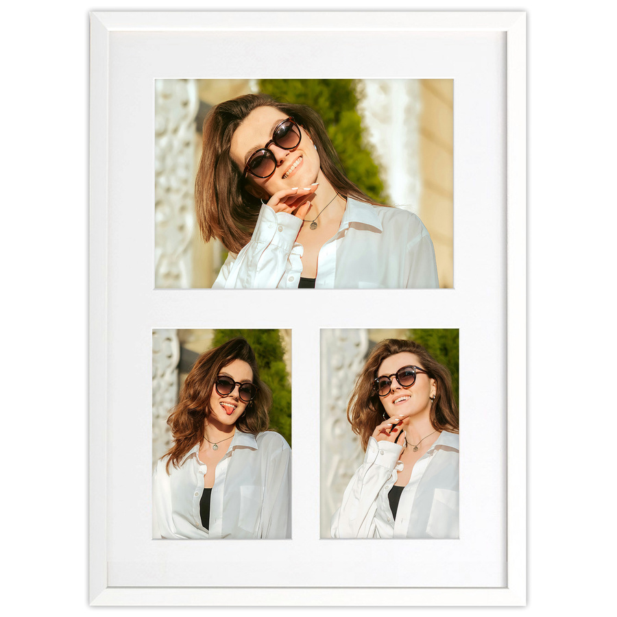 Ramka drewniana galeria passe-partout White 28x39 - kolor biały