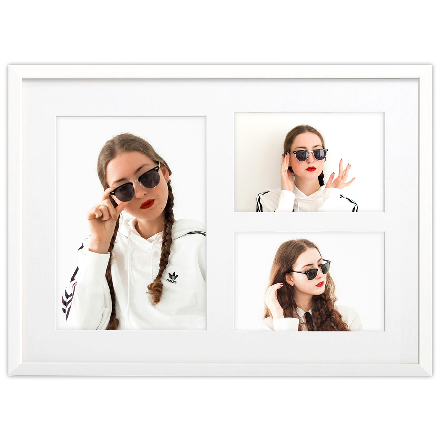 Ramka drewniana galeria passe-partout White 28x39 - kolor biały