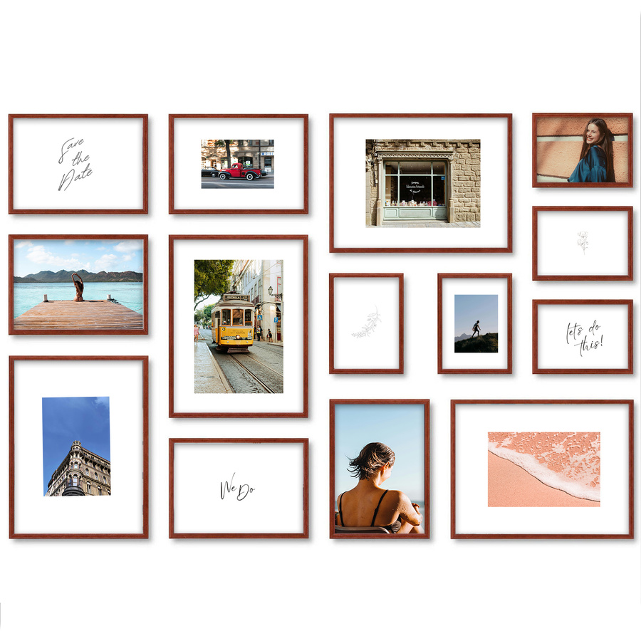 Galeria ścienna PRESTO 5 GF0001. Zestaw brązowych ramek na ścianę