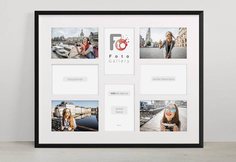 Ramka drewniana galeria passe-partout Black 40x50 A - kolor czarny