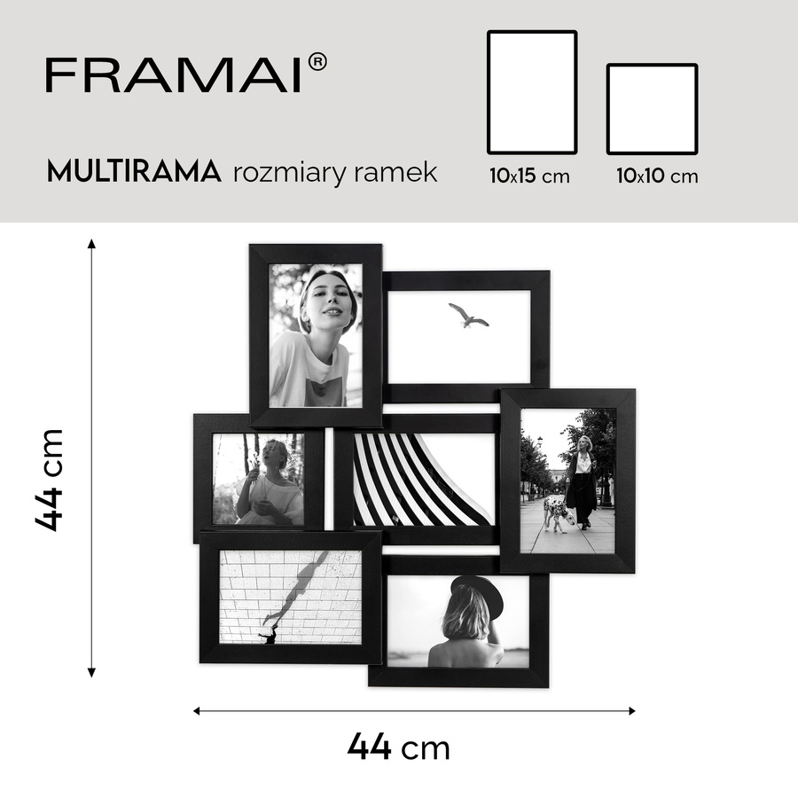 Multirama czarna MULTI HEN 2 na 7 zdjęć ramka na zdjęcia