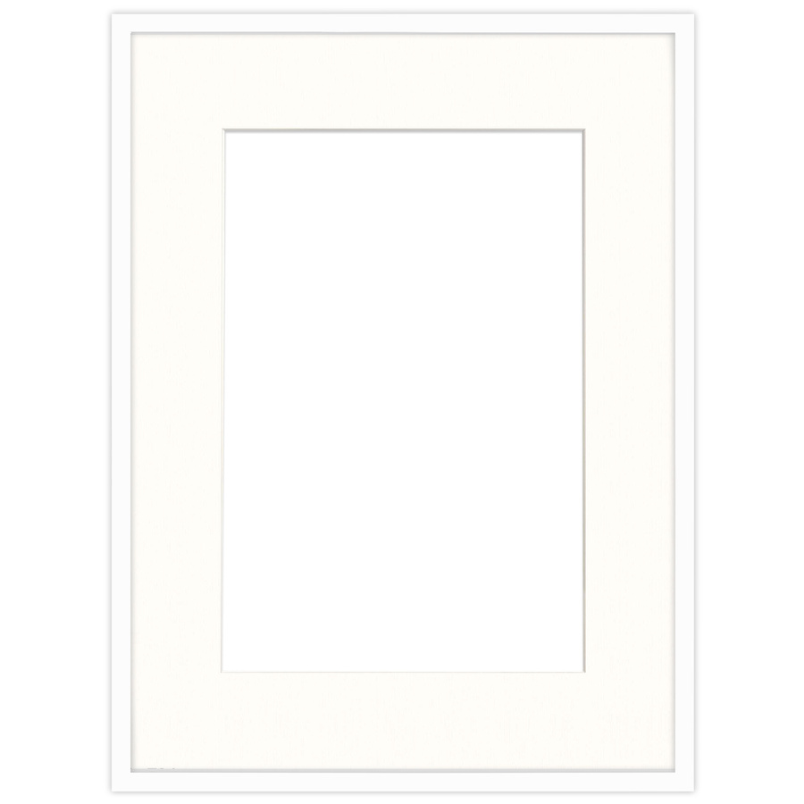 Biała ramka z passe partout na zdjęcia w rozmiarze 60X80 cm z okienkiem passe partout 40x60 cm