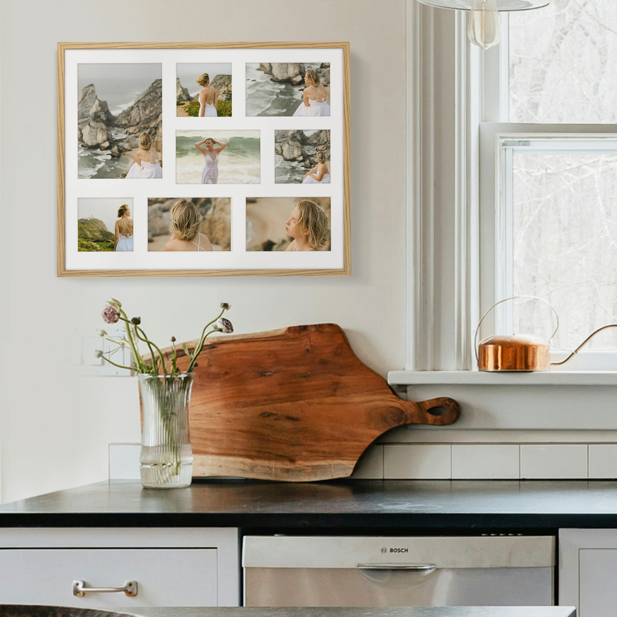 Foto galeria 40x50 cm na 8 zdjęć o wymiarach 10x10 cm 10x15 cm 15x21 cm kolor dębowy