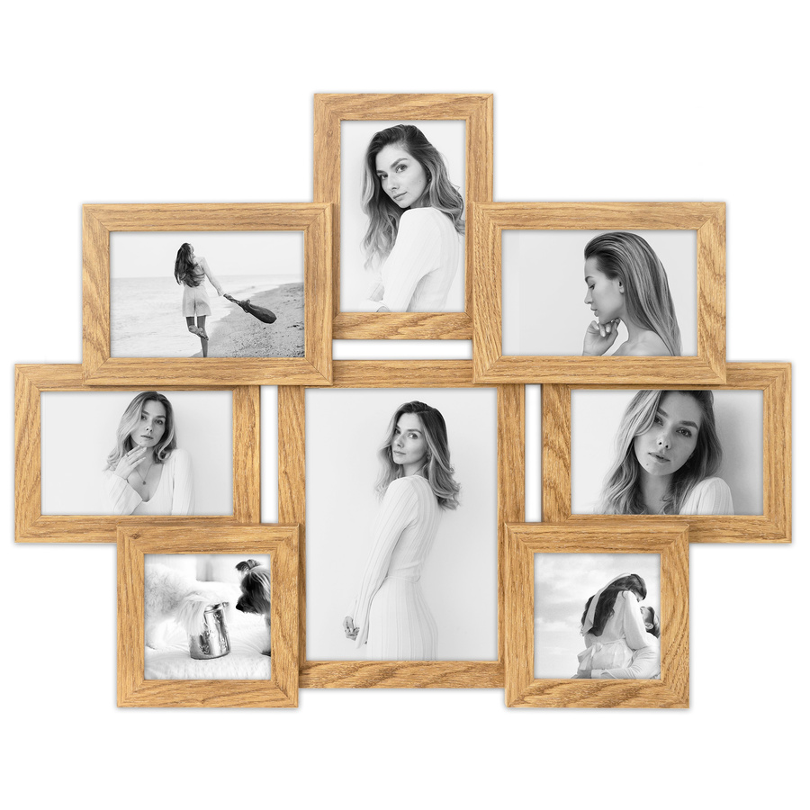 Multirama w dębowym kolorze MULTI HEN 01 na 8 zdjęć ramka na zdjęcia