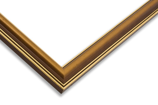 Rama do obrazów, zdjęć oraz plakatów na wymiar LUCA #61. Elegancka klasyczna, drewniana oprawa - kolor orzech złote paski