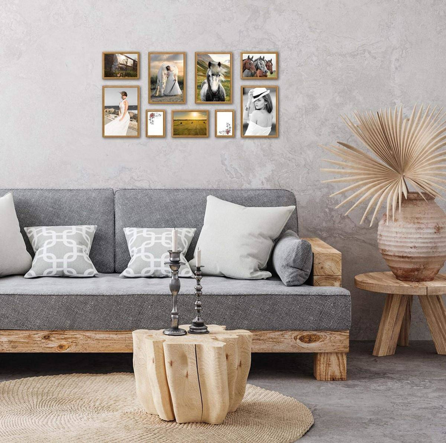 Galeria ścienna PRESTO 3 GF0004. Zestaw naturalnych ramek na ścianę