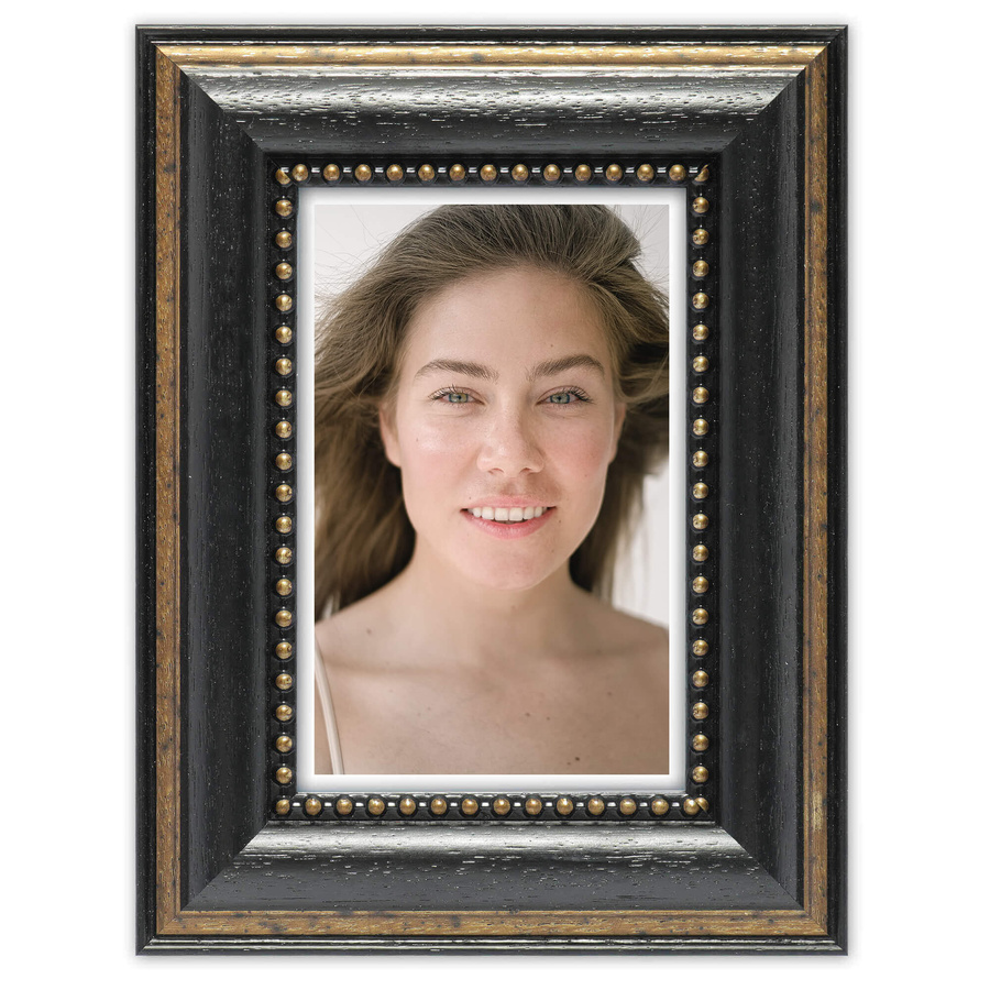 Ramka drewniana PATERNO 2124, ozdobna fotoramka na zdjęcia, plakaty lub obrazy - kolor czarny, złocenia