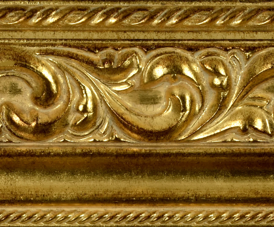 Rama do obrazów, zdjęć oraz luster na wymiar LUCA #2550. Ozdobna ornamentowana, drewniana oprawa - kolor jasne złoto