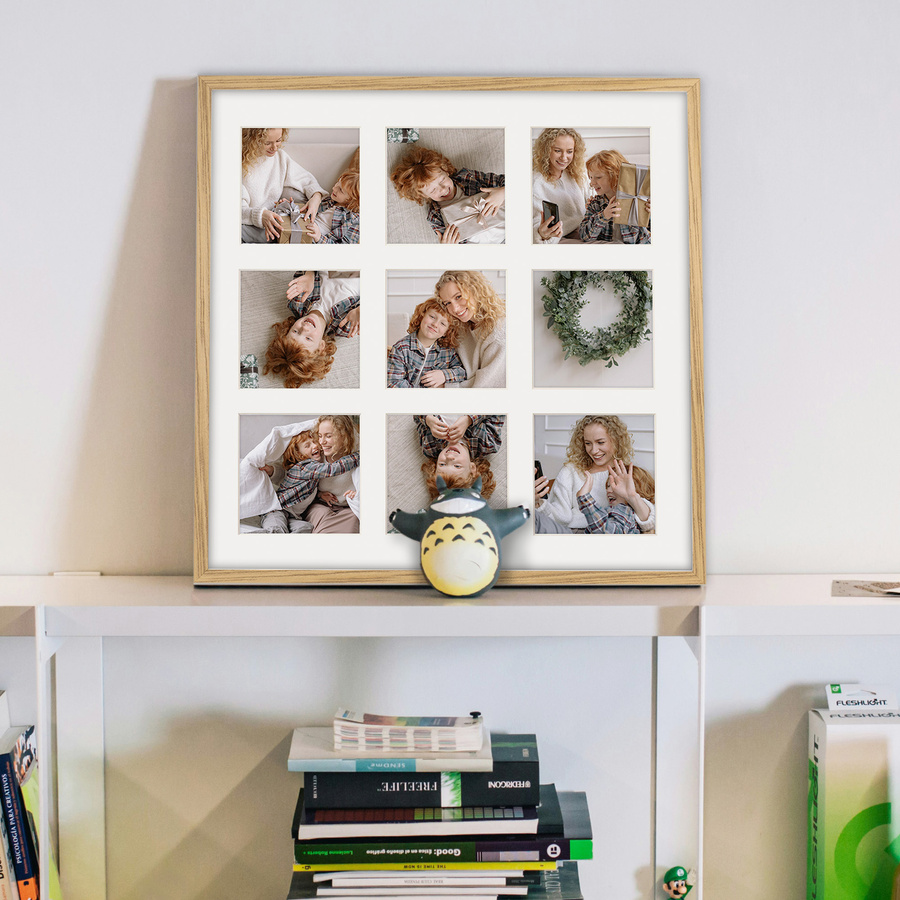 Foto galeria 40x40 cm na 9 zdjęć o wymiarach 10x10 cm kolor dębowy