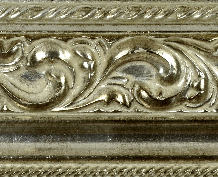 Rama do obrazów, zdjęć oraz luster na wymiar LUCA #2551. Ozdobna ornamentowana, drewniana oprawa - kolor srebrny starzony