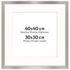 Srebrna ramka z passe partout na zdjęcia w rozmiarze 40x40 cm z okienkiem passe partout 30x30 cm