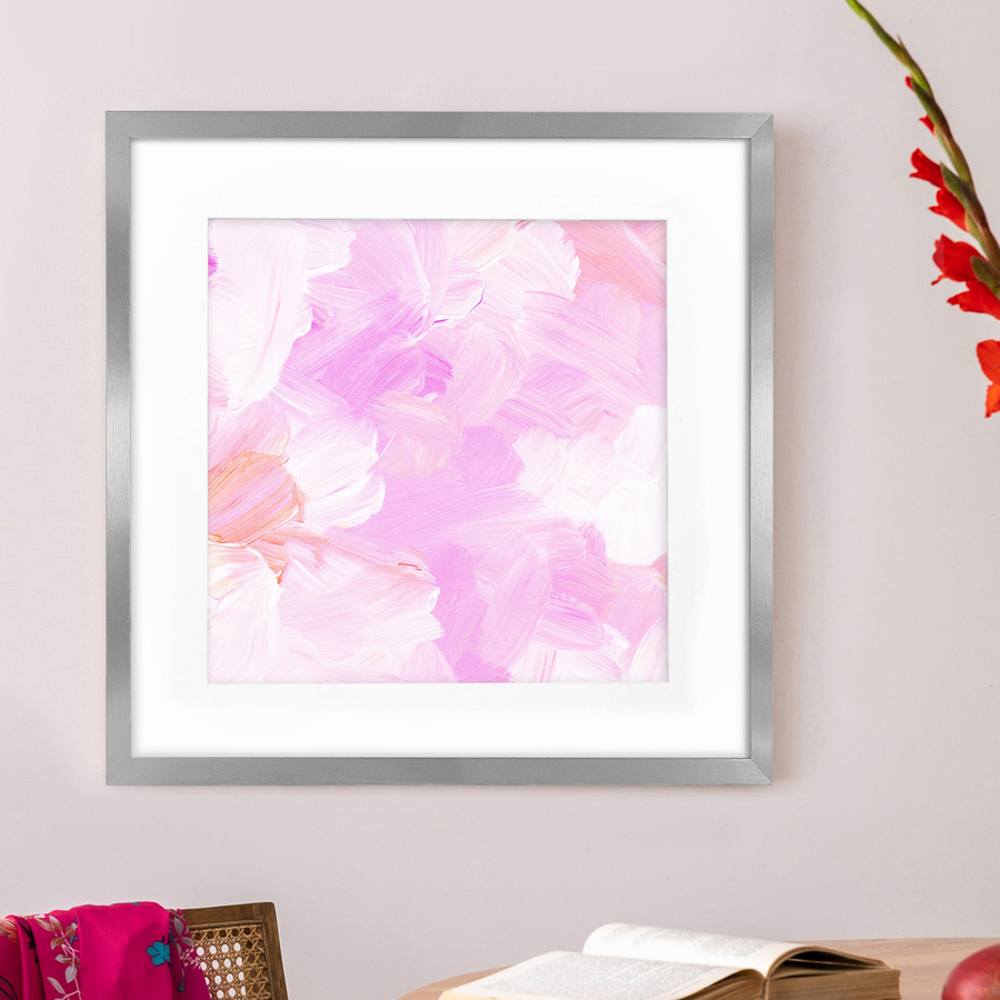 Srebrna ramka z passe partout na zdjęcia w rozmiarze 50x50 cm z okienkiem passe partout 40x40 cm