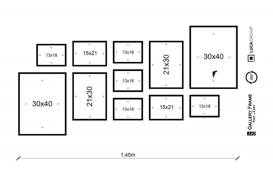 Galeria ścienna PINIA 3 GF0005. Zestaw brązowych ramek na ścianę