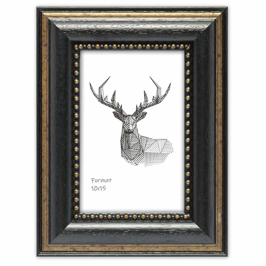 Ramka drewniana PATERNO 2124, ozdobna fotoramka na zdjęcia, plakaty lub obrazy - kolor czarny, złocenia