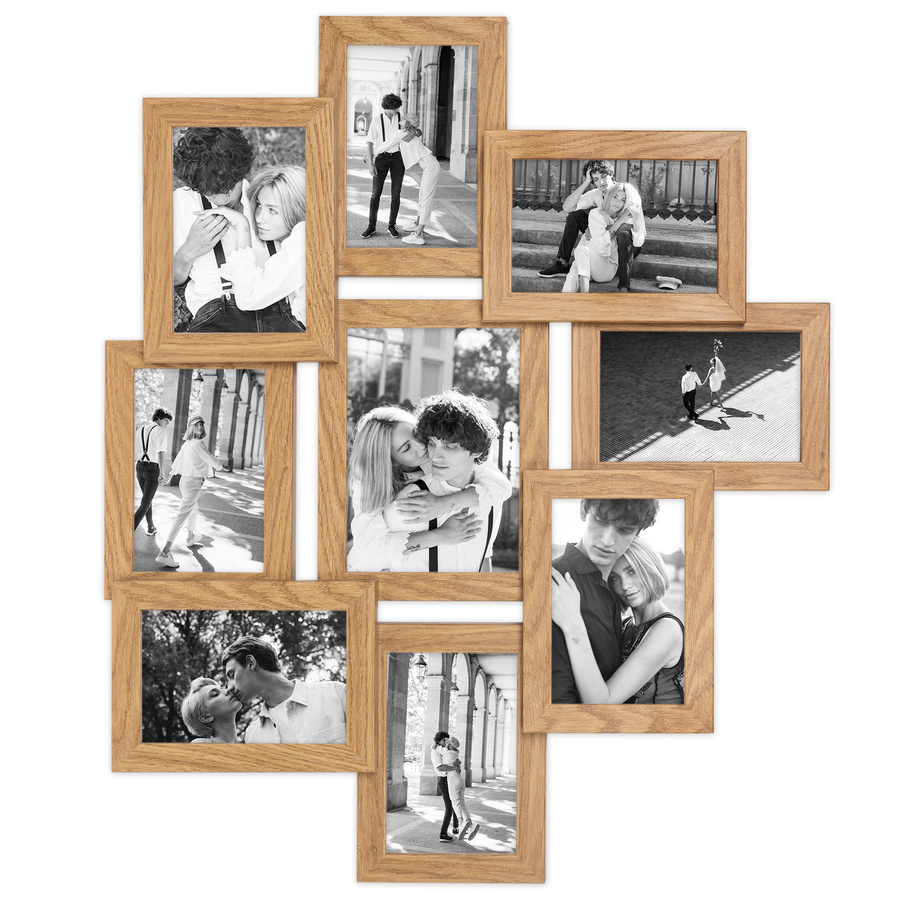 Multirama w dębowym kolorze MULTI HEN 01 na 9 zdjęć ramka na zdjęcia